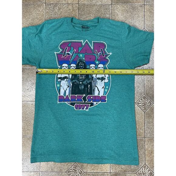 Fifth Sun Star Wars Green Dark Side Shirt Sz Small Darth Vader & Storm Trooper - Picture 3 of 6